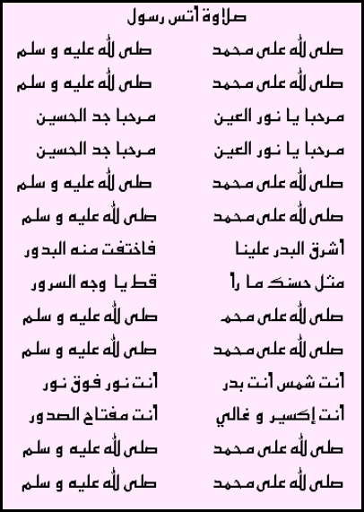 Bacaan Selawat Ke Atas Nabi Muhammad SAW